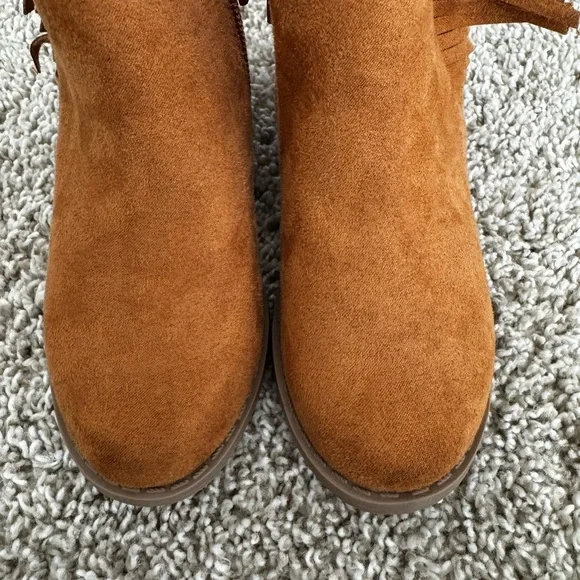 Old Navy Toddler Brown Suede Ankle Boots Side Zip Fringe Ankle Boots Size 7 - Picture 10 of 10
